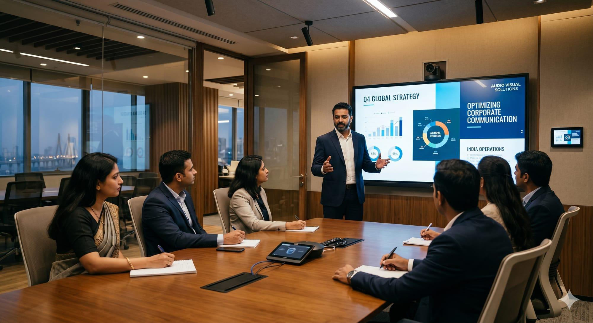 Corporate boardroom with integrated AV